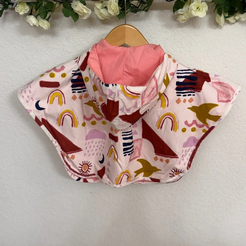 OshKosh • Reversible Rain Poncho with Colorful Boho Western Aztec Rainbow Print